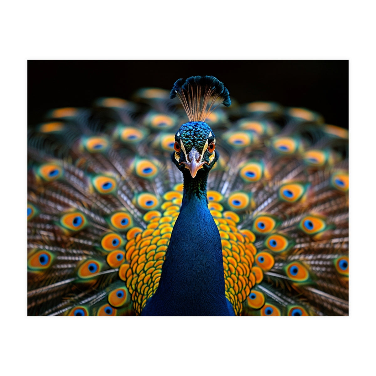 Close Up Peacock Displaying Its Feathers (Print Only)