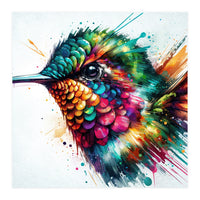 Watercolor Hummingbird Portrait (Print Only)