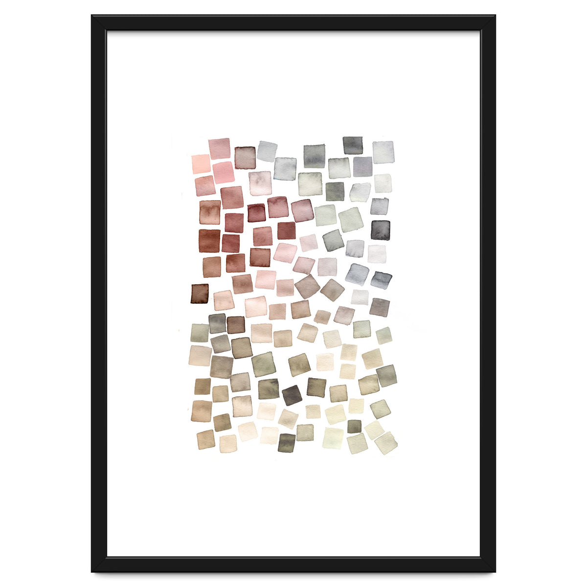 Watercolor Geometric Square Shapes Red