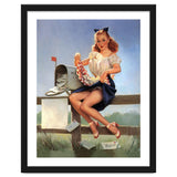 Countryside Pinup Girl Posing On A Fence With Love Letters And A Full Mailbox thumbnail