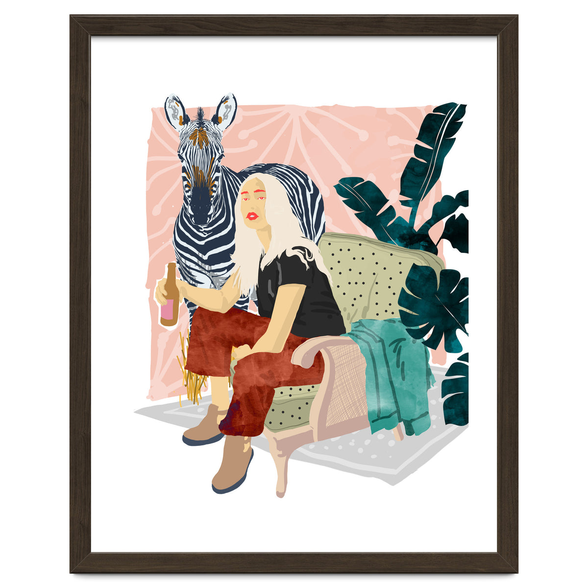 Zebra Hangout | Wildlife Urban Jungle Décor | Banana Leaves Monstera Plant Lady Fashion