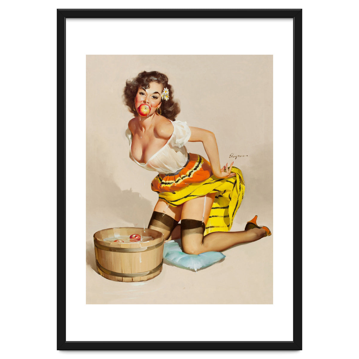 Pinup Girl Bobbing For Apples