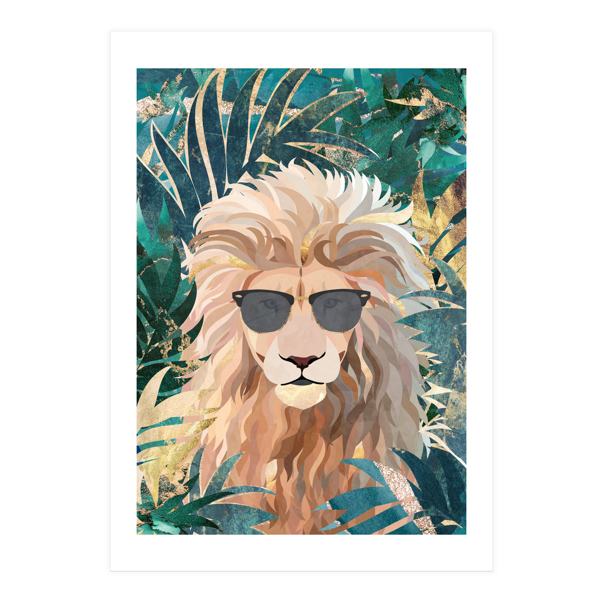Lion Jungle wearing sunglasses (Print Only)