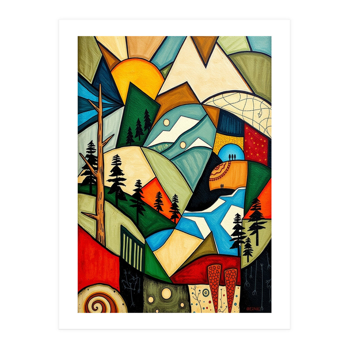 Abstract Nature Tree Mountain (Print Only)