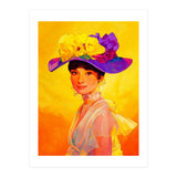 Audrey Hepburn Pop Art, Vibrant Floral Hat Portrait, Iconic Movie Star Illustration (Print Only) thumbnail