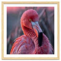 Pink Flamingo Bird Close Up Portrait