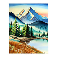 Misty Peaks and Reflective Waters (Print Only)