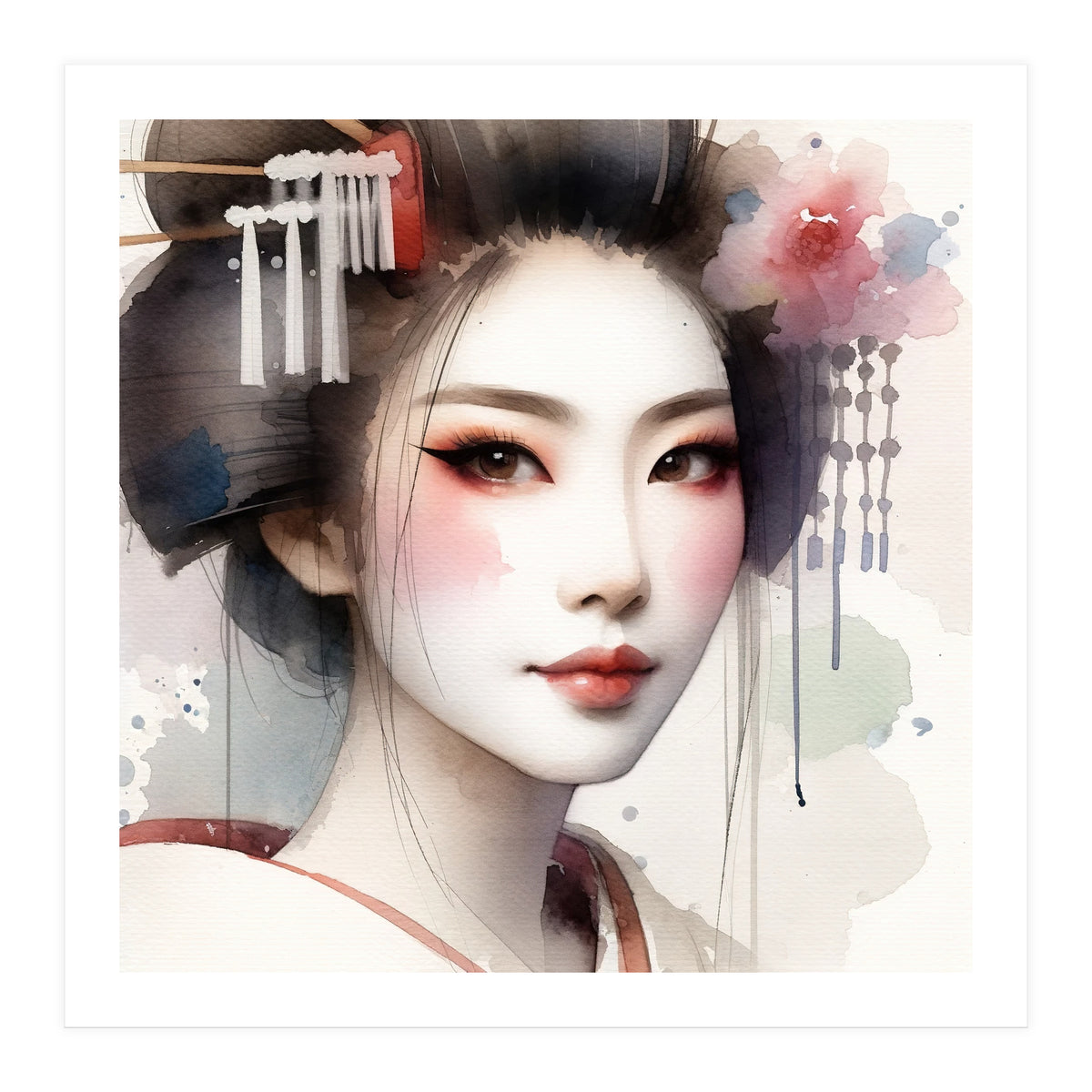 Rose Veil Modern Geisha (Print Only)