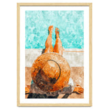 By The Pool All Day, Summer Travel Woman Swimming, Tropical Fashion Bohemian Painting thumbnail