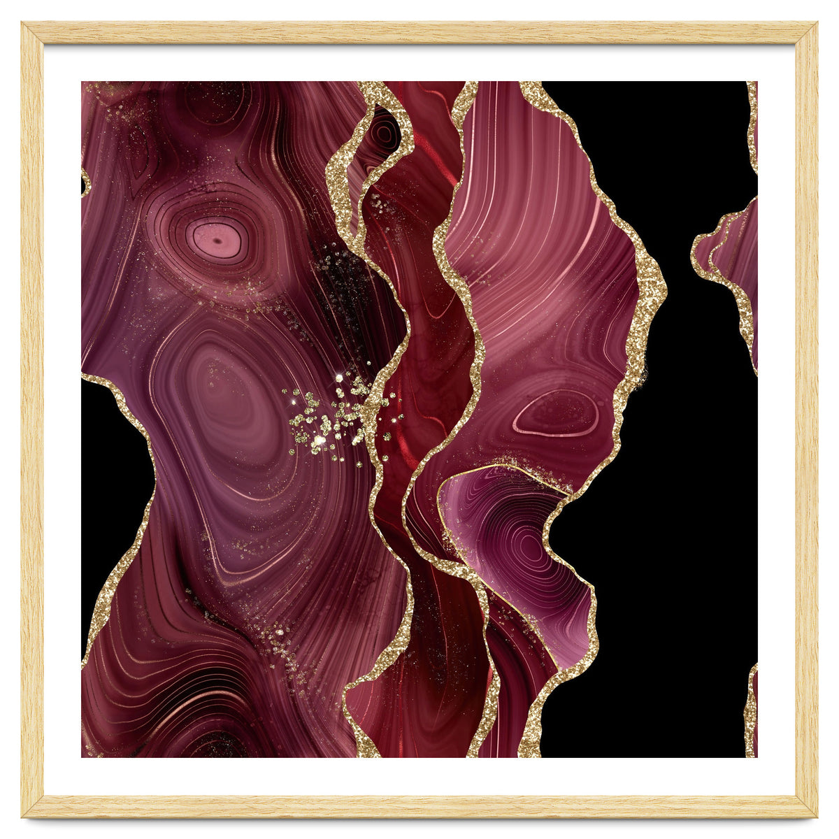Burgundy & Gold Glitter Agate Texture 01
