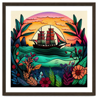 Folk Sunset Sailing Ship