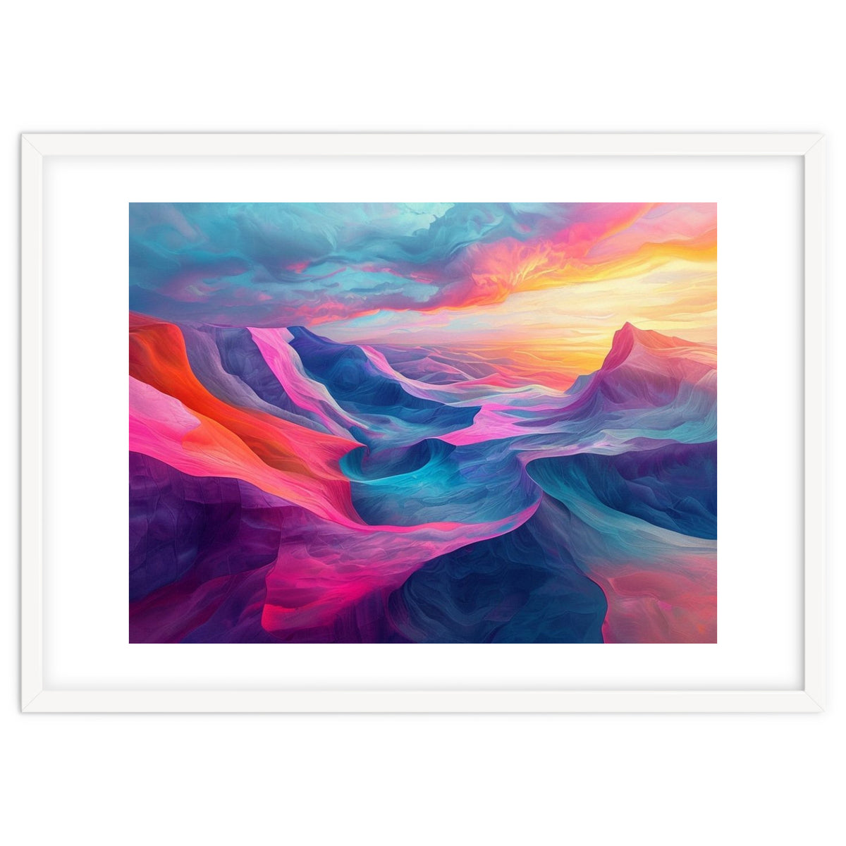 Vibrant Abstract Mountain Landscape at Sunset