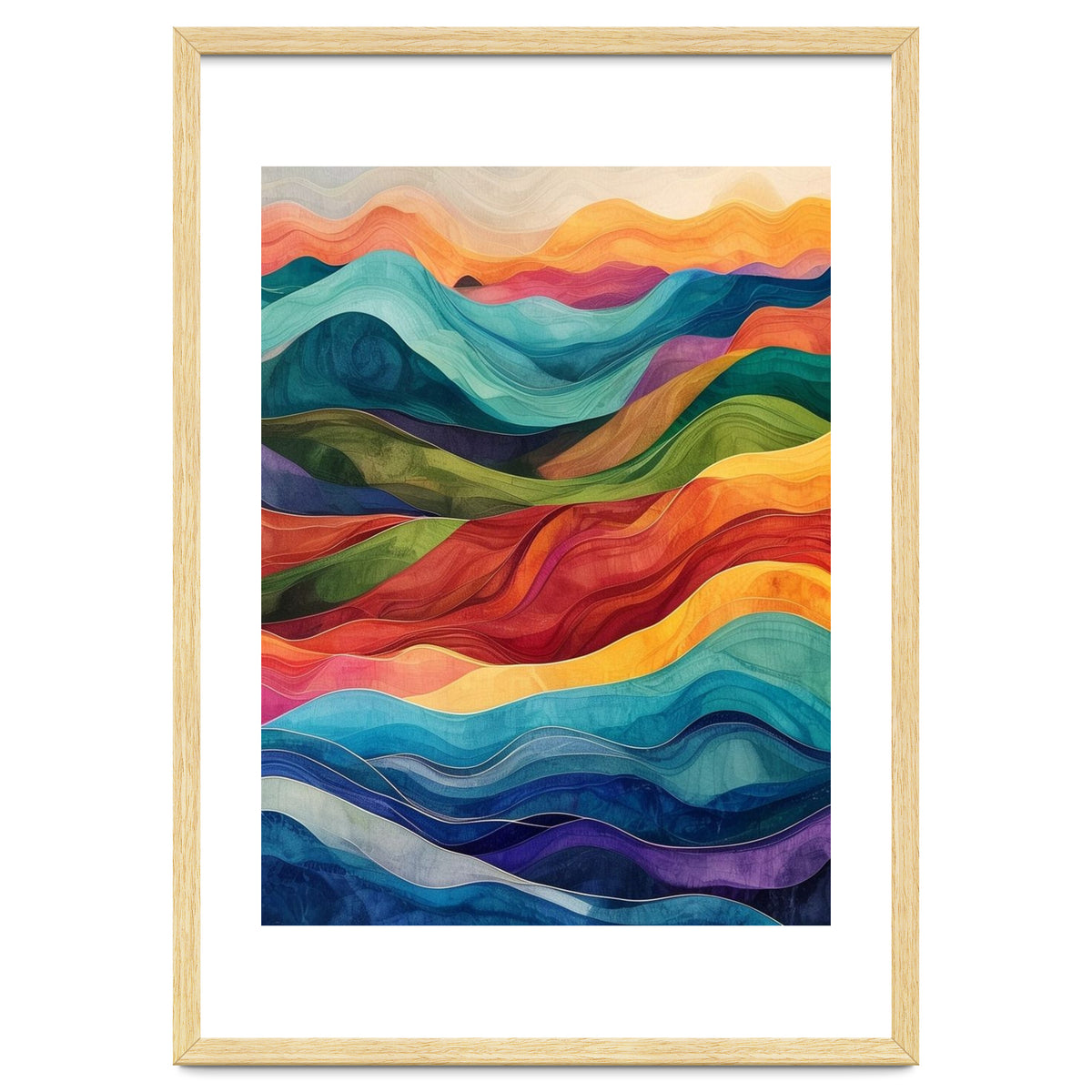 Abstract Rainbow Wave Landscape