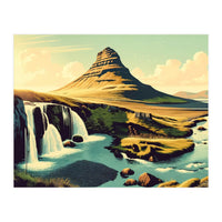 Vintage Iceland, Kirkjufell Mountain Poster (Print Only)