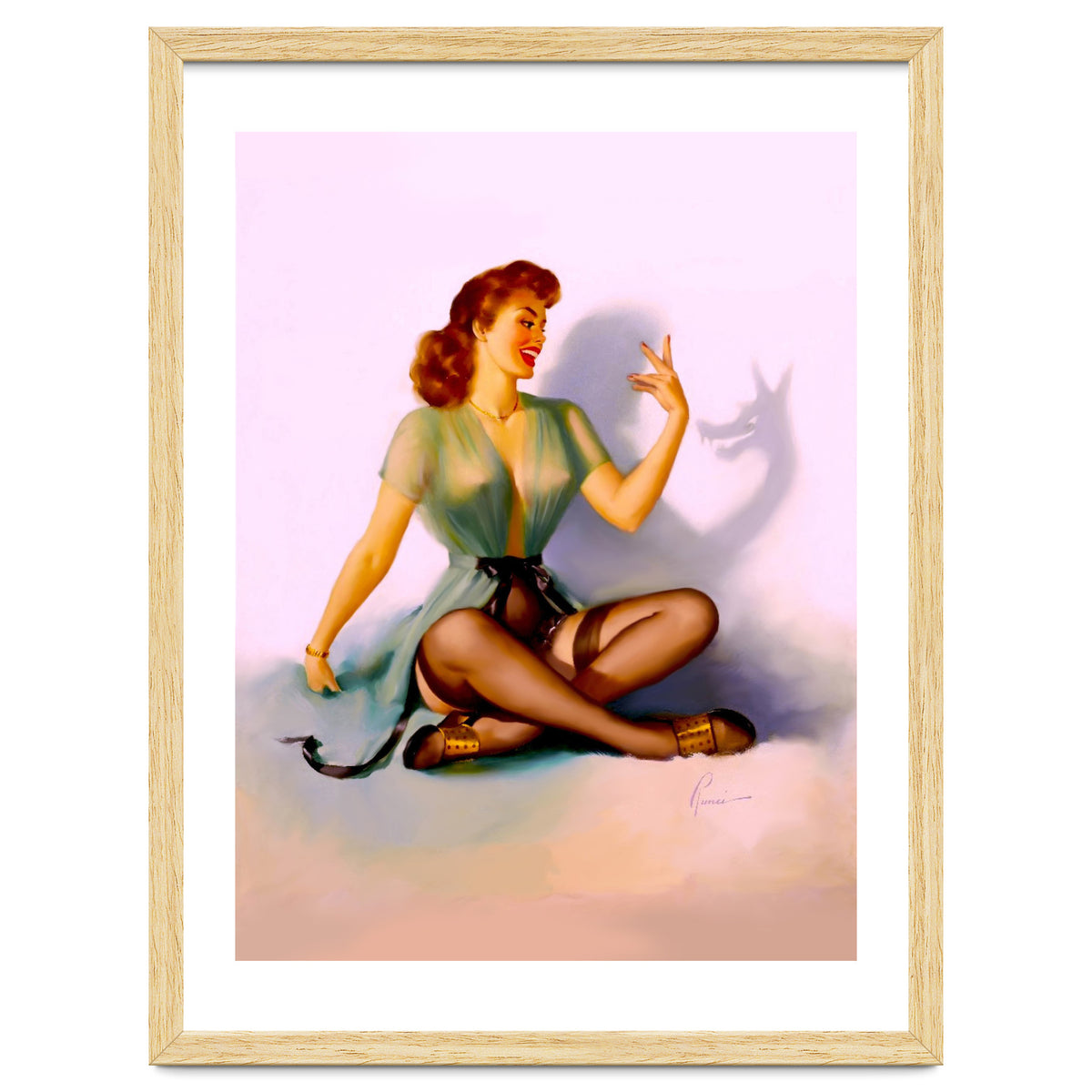 Sexy Pinup Making A Big Bad Wolf Shadow On The Wall