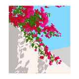Bougainvillea Blossom, Greece Tropical Summer Travel, Santorini Architecture White Buildings Floral Nature Garden (Print Only) thumbnail
