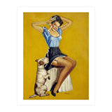 Pinup Woman Posing With Her Dog (Print Only) thumbnail