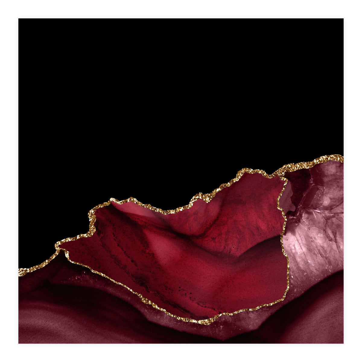 Burgundy & Gold Agate Texture 06  (Print Only)