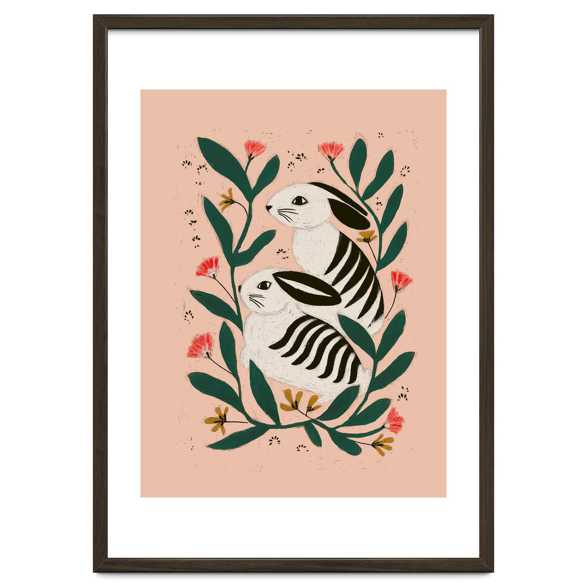 Hares Among Flowers
