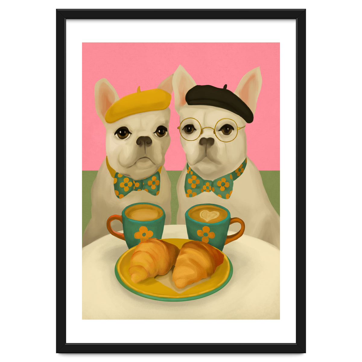 French Bulldogs At Breakfast Café