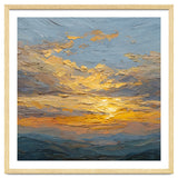 Atmospheric Golden Sunset Impasto Oil Painting Featuring Textured Clouds thumbnail