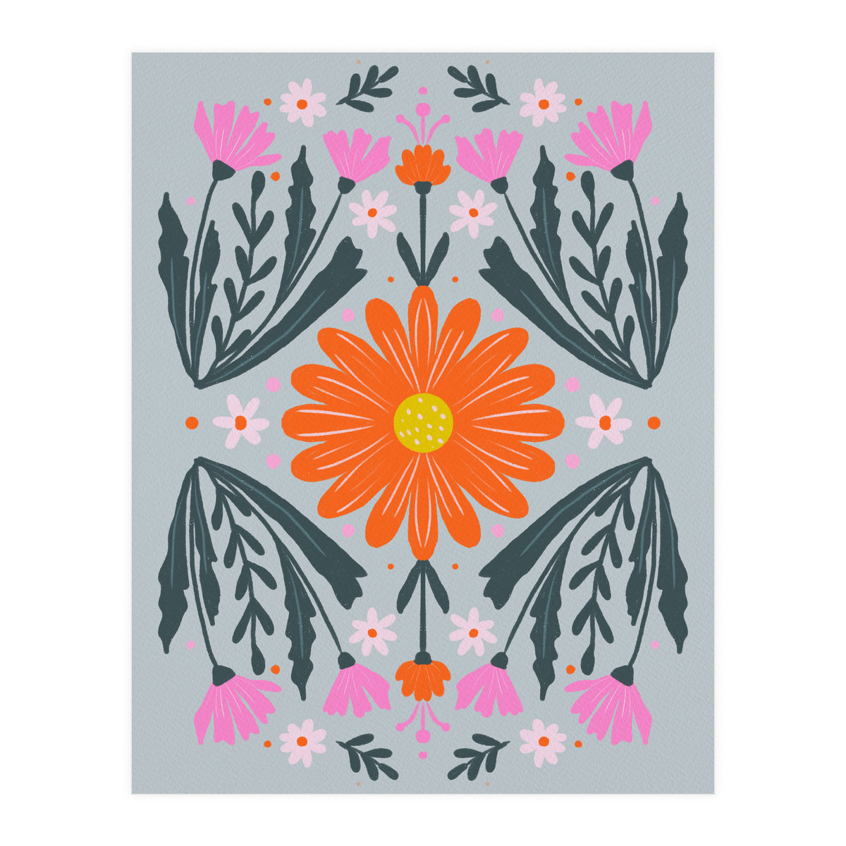 Orange Flower with pink buds (Print Only)