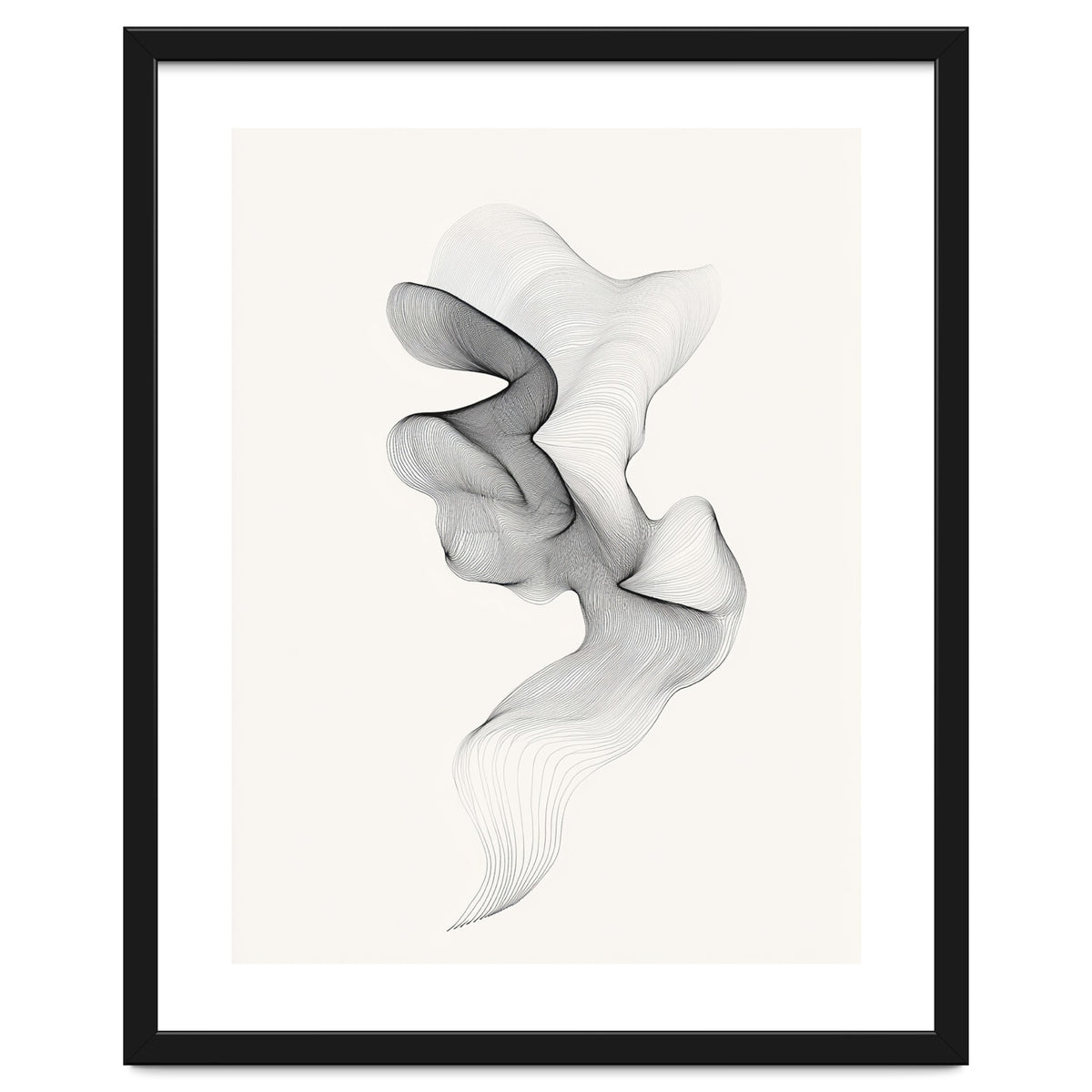 Abstract Black And White Swirling Lines Flowing Form