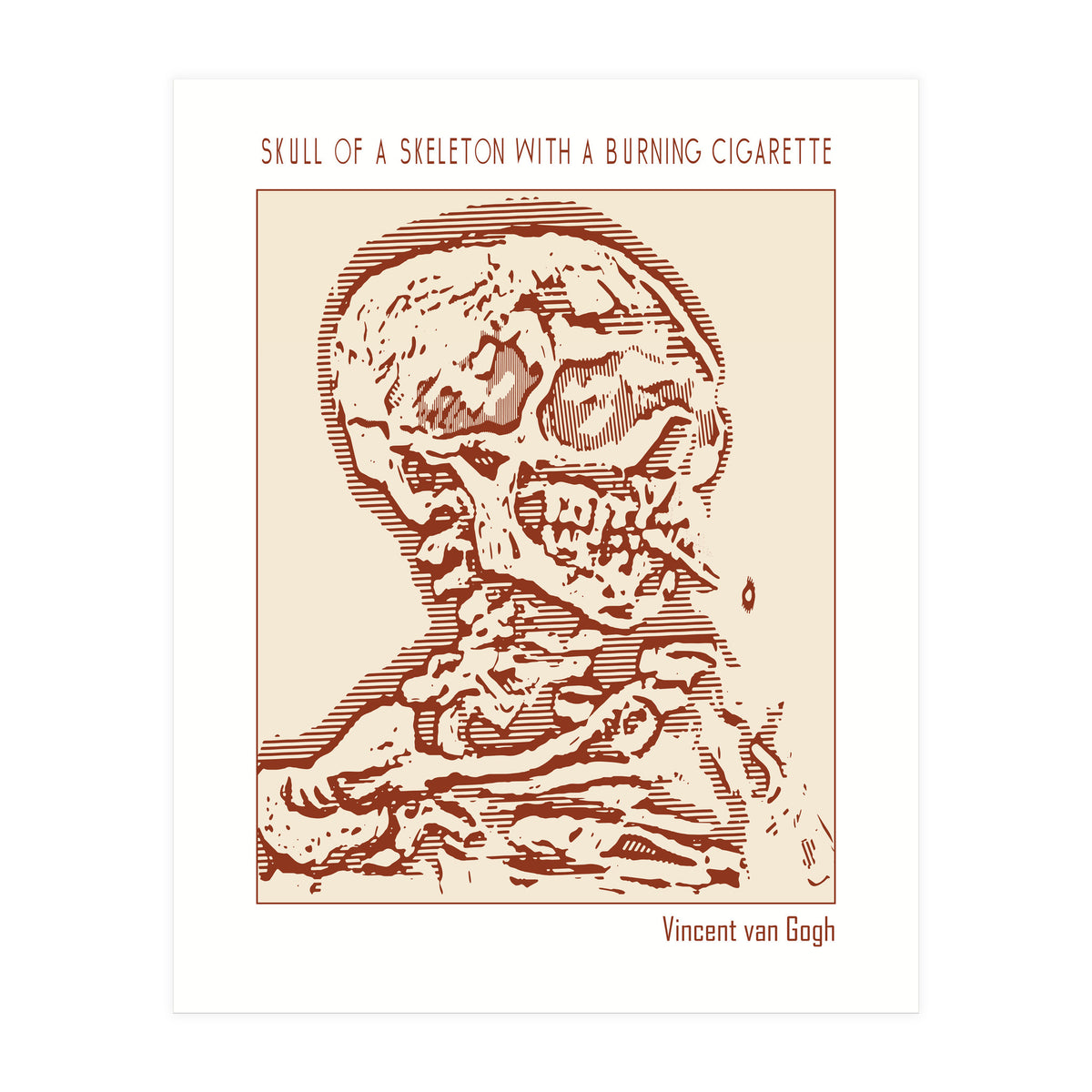 Skull Of A Skeleton With A Burning Cigarette (Print Only)