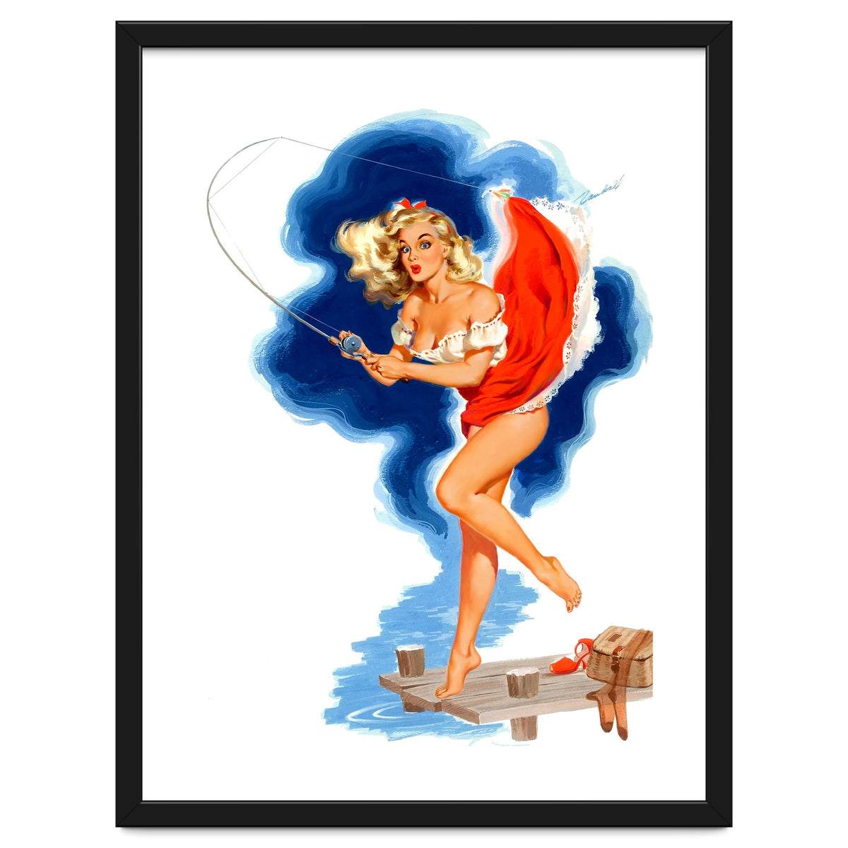 Pinup Sexy Girl And A Fishing Accident