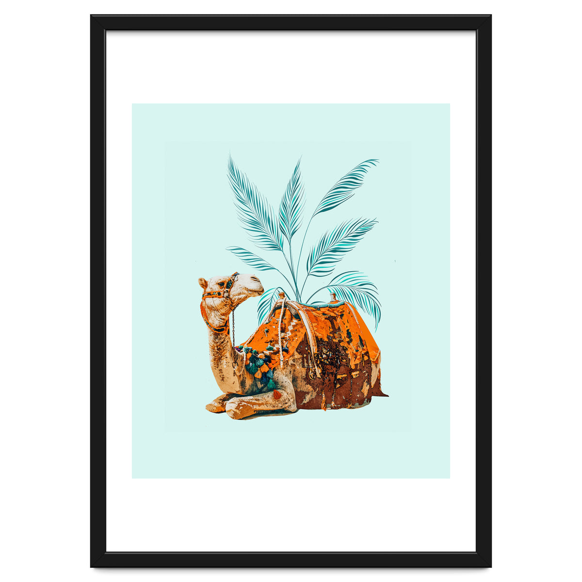 Camel Ride, Modern Bohemian Eclectic Animals, India Culture Travel Palm Desert Painting