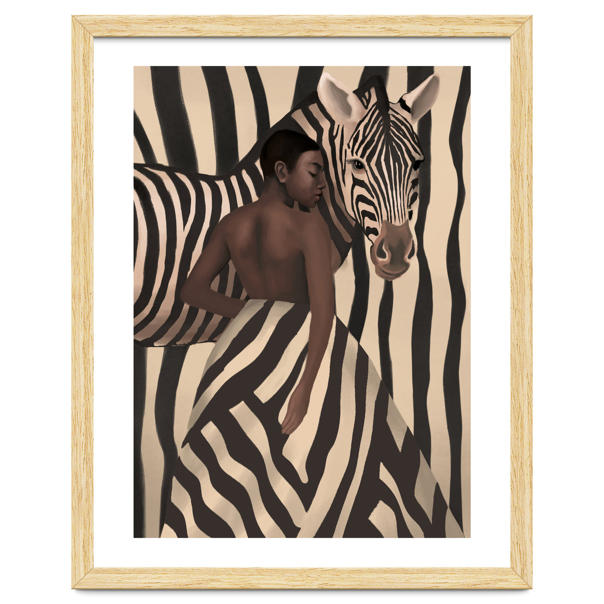 Woman And Zebra In Bold Stripes