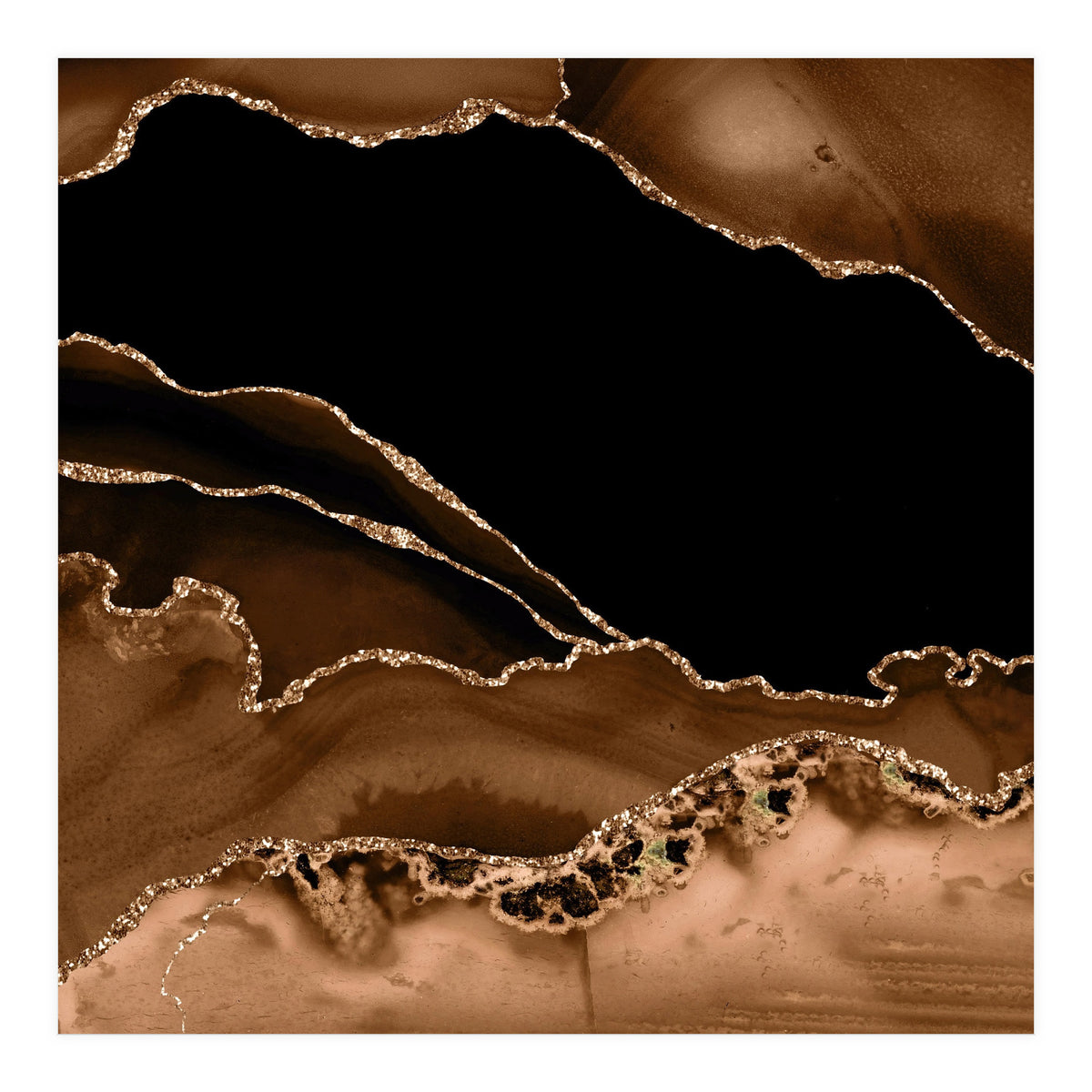 Brown & Gold Agate Texture 14 (Print Only)