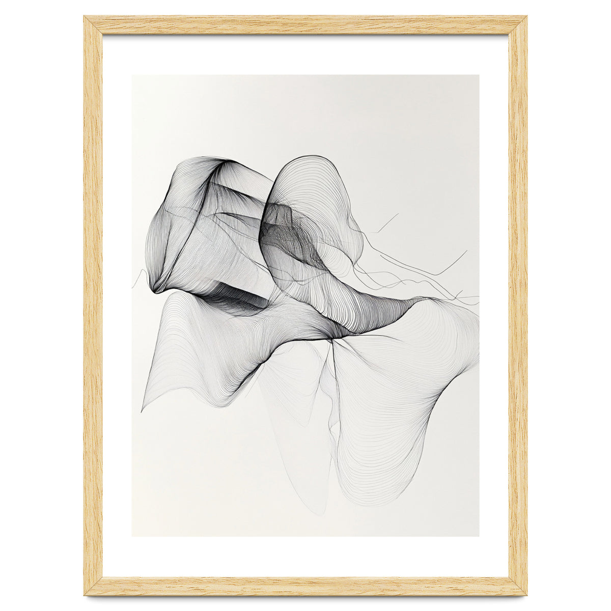 Abstract Black And White Flowing Lines Art