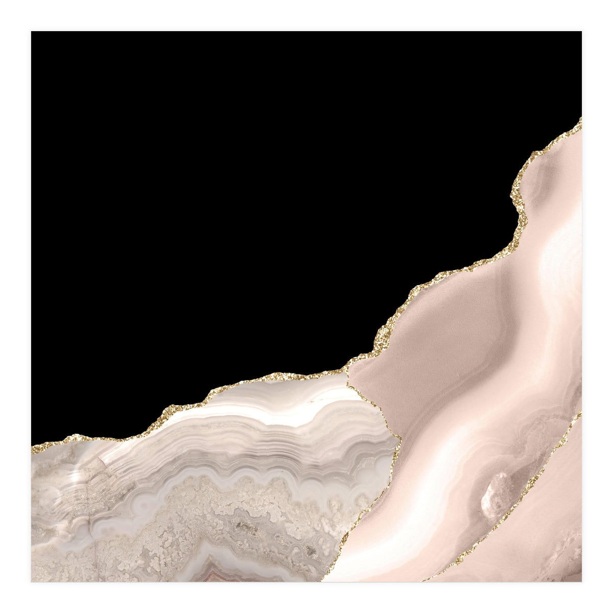 Ivory & Gold Agate Texture 04  (Print Only)