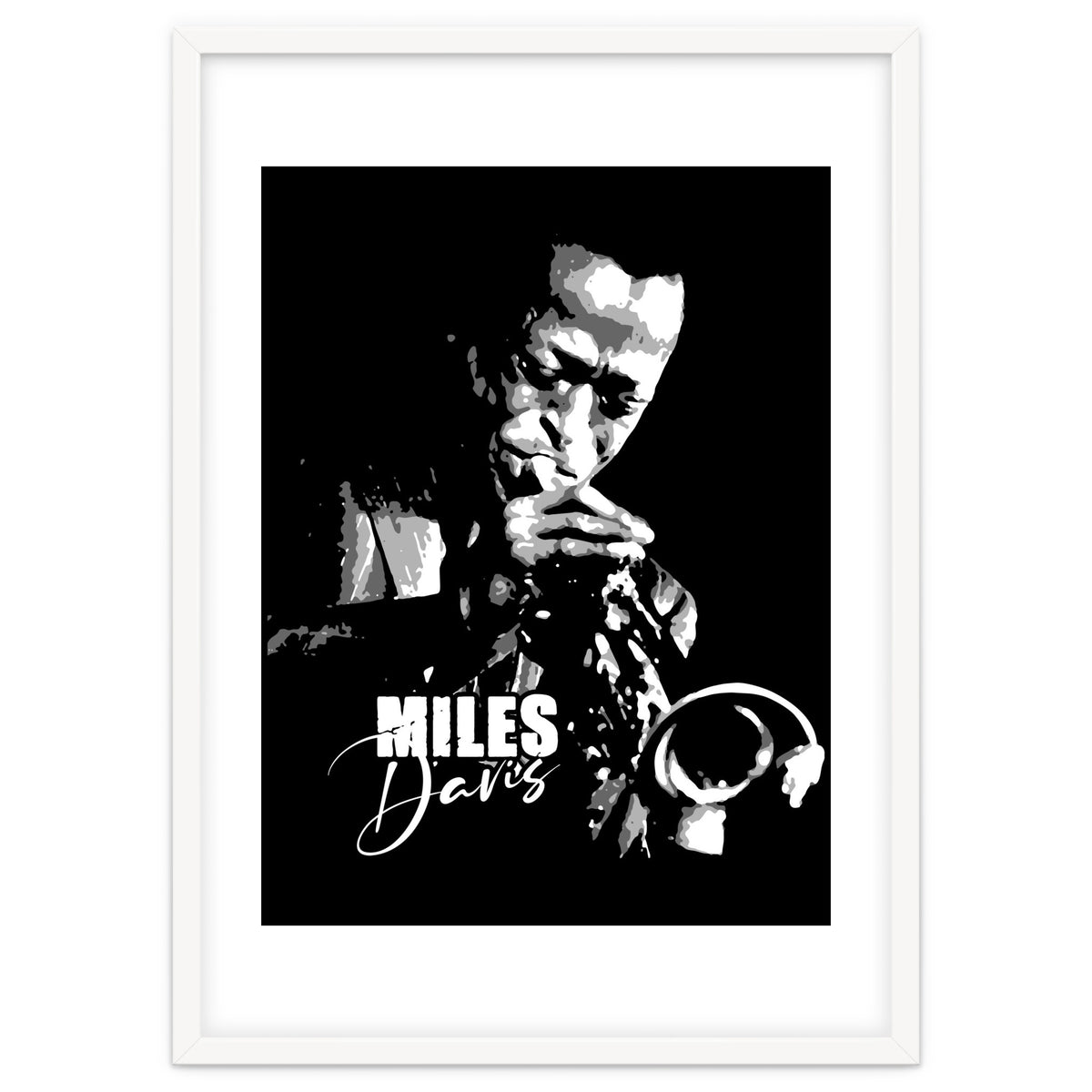 Miles Davis American Jazz Trumpeter in Grayscale