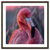 Pink Flamingo Bird Close Up Portrait