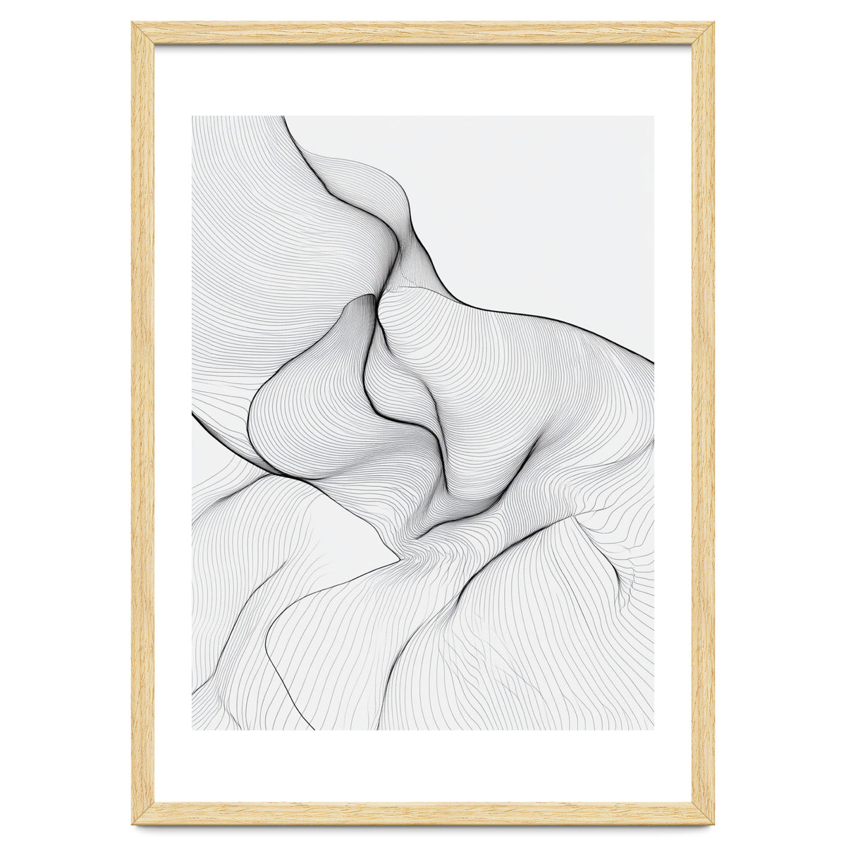 Abstract Black And White Flowing Lines Organic Form