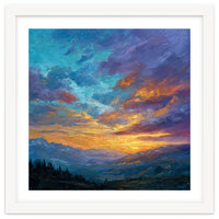 Ethereal Alpine Sunset Over Distant Peaks