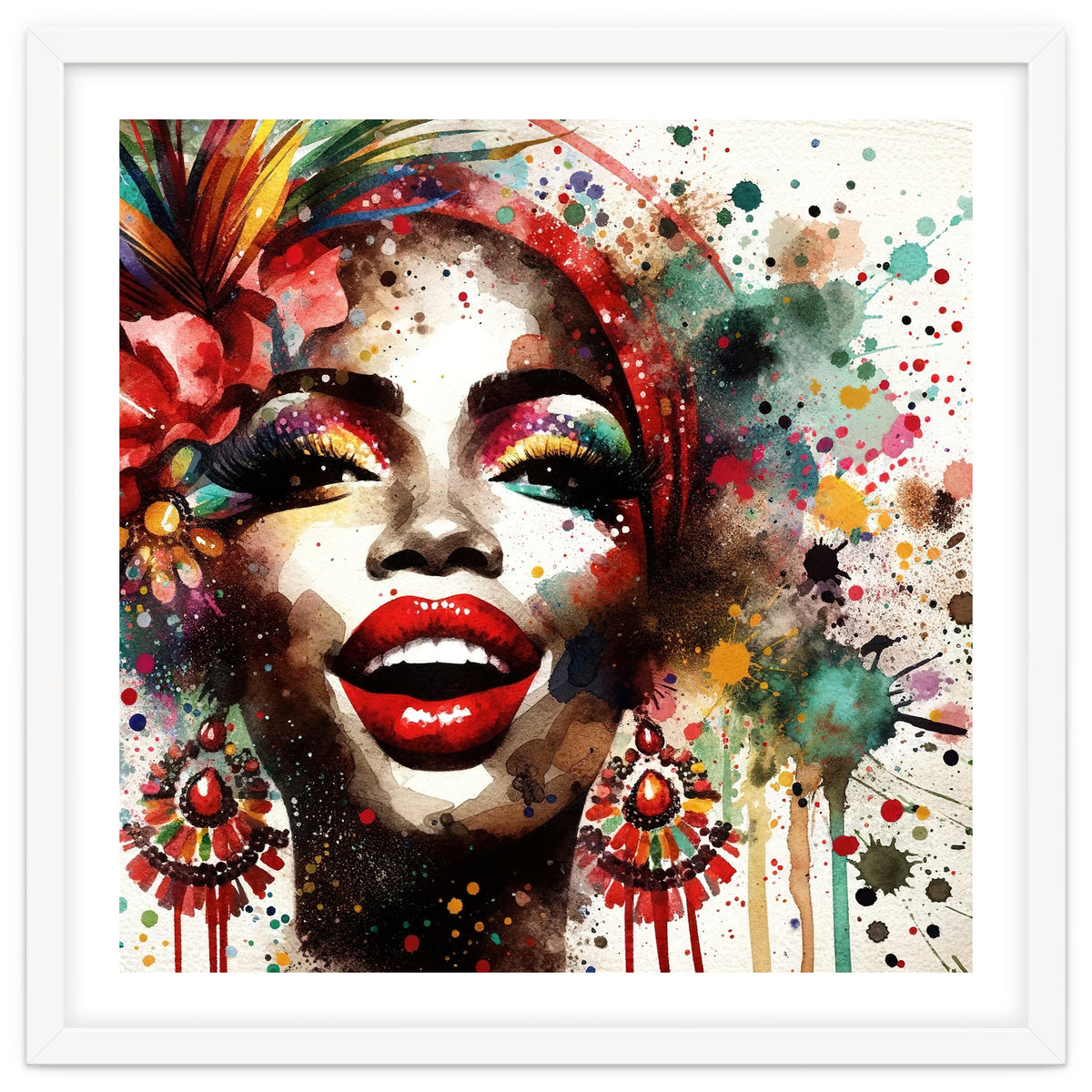 Brazilian Carnival Watercolor Portrait