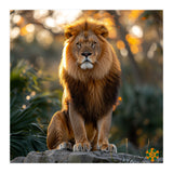 Majestic Lion Sitting On A Rock At Sunset (Print Only) thumbnail