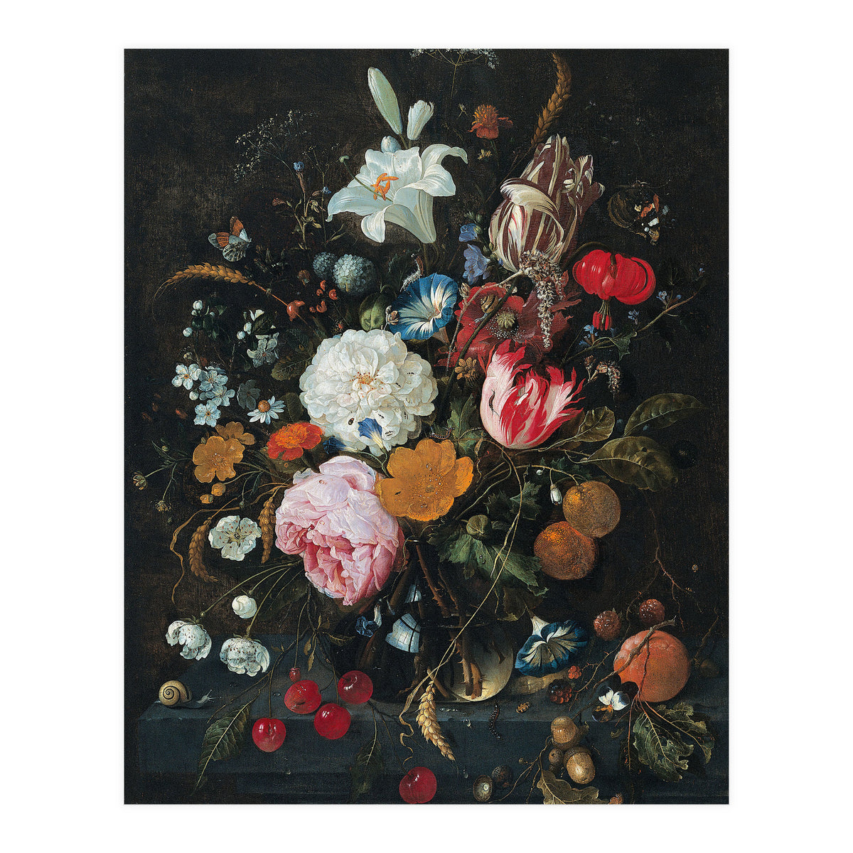 Jan Davidsz. de Heem (Utrecht, 1606-Amberes, 1683/4). Flowers in a glass Vase with Fruit (ca. 166... (Print Only)