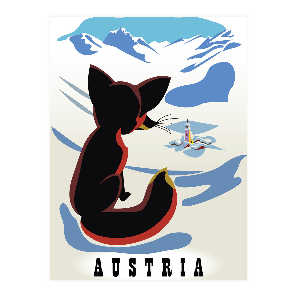 Austria Fox In The Snow (Print Only)