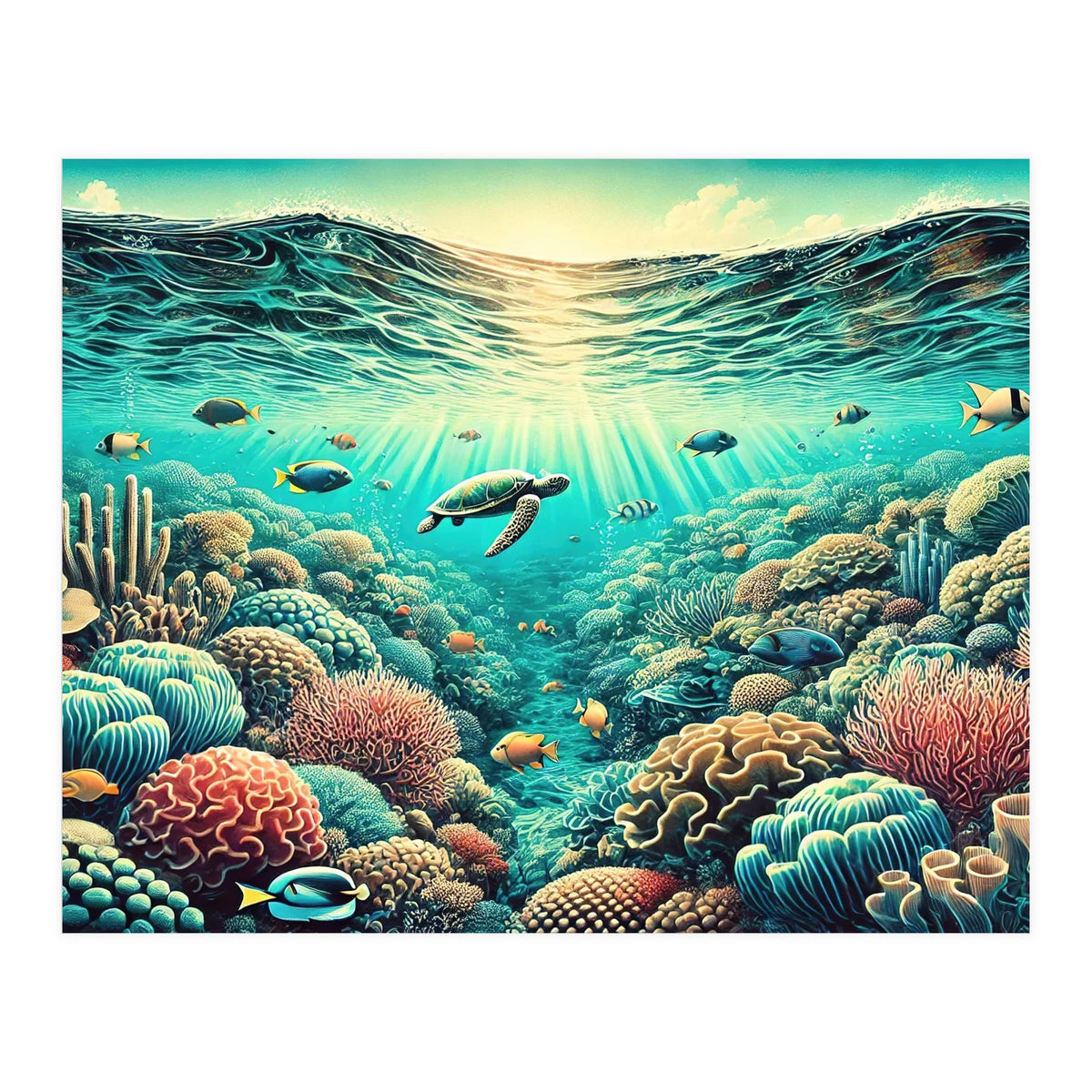 Vintage Australia, Great Barrier Reef Poster (Print Only)