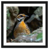Colorful Bird Perched Among Rocks And Foliage thumbnail