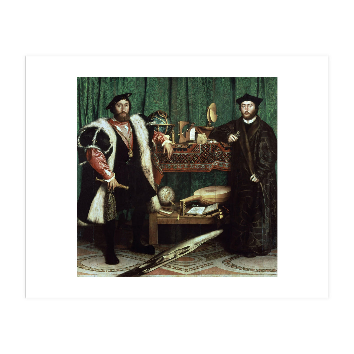 Germany school. The Ambassadors (with anamorphosis in the lower part of the painting). 1533. Oil ... (Print Only)