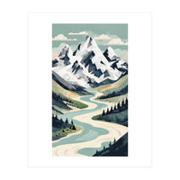 Majestic Alpine Peaks: Organic Modern Landscape Art (Print Only)