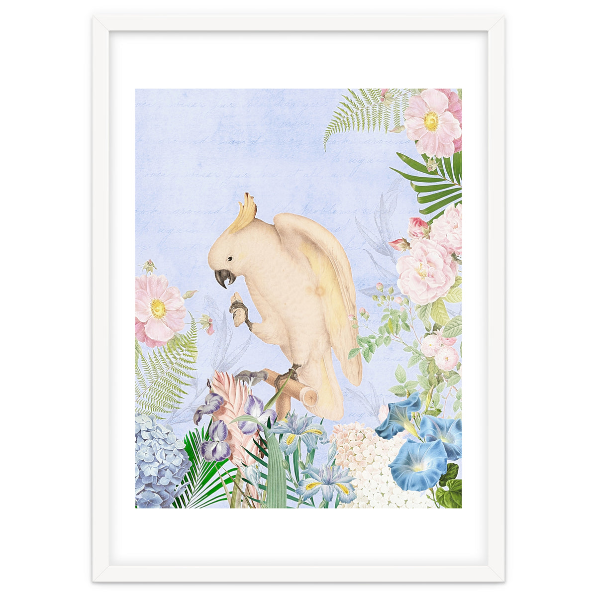 White Cockatoo In Flower Jungle