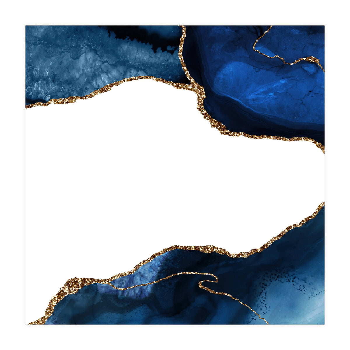 Navy & Gold Agate Texture 25  (Print Only)
