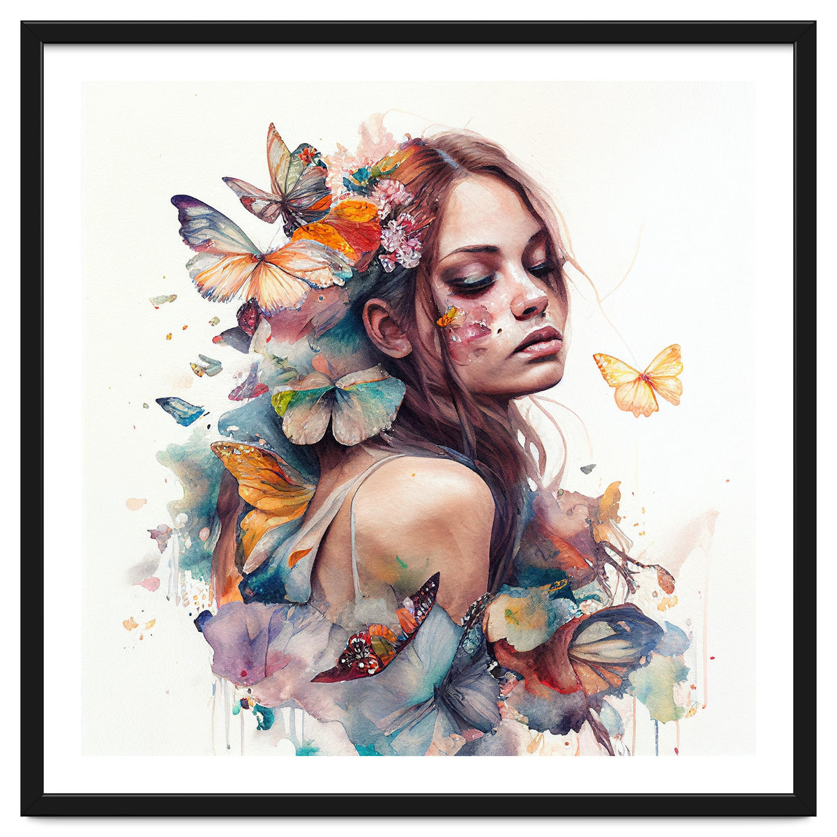 Butterfly Muse Watercolor Portrait
