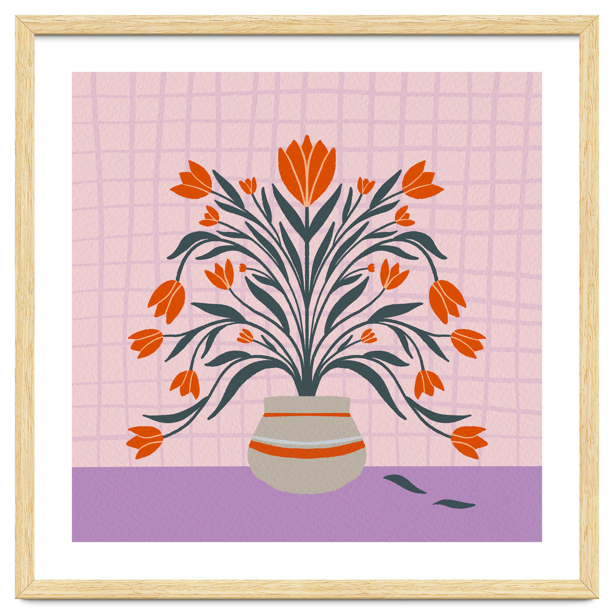 Tulips in a vase - orange and violet